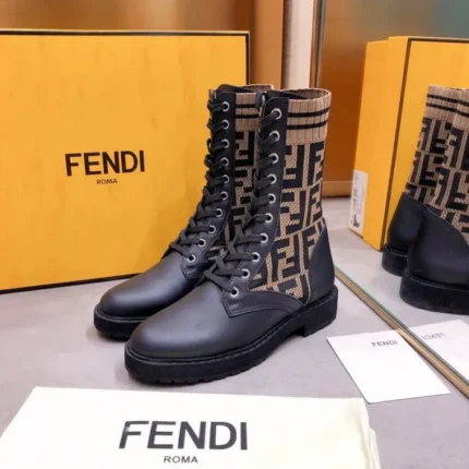 Fendi Black Leather Biker Shoes
