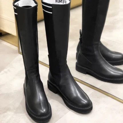 Fendi Black Leather High Heel Boots